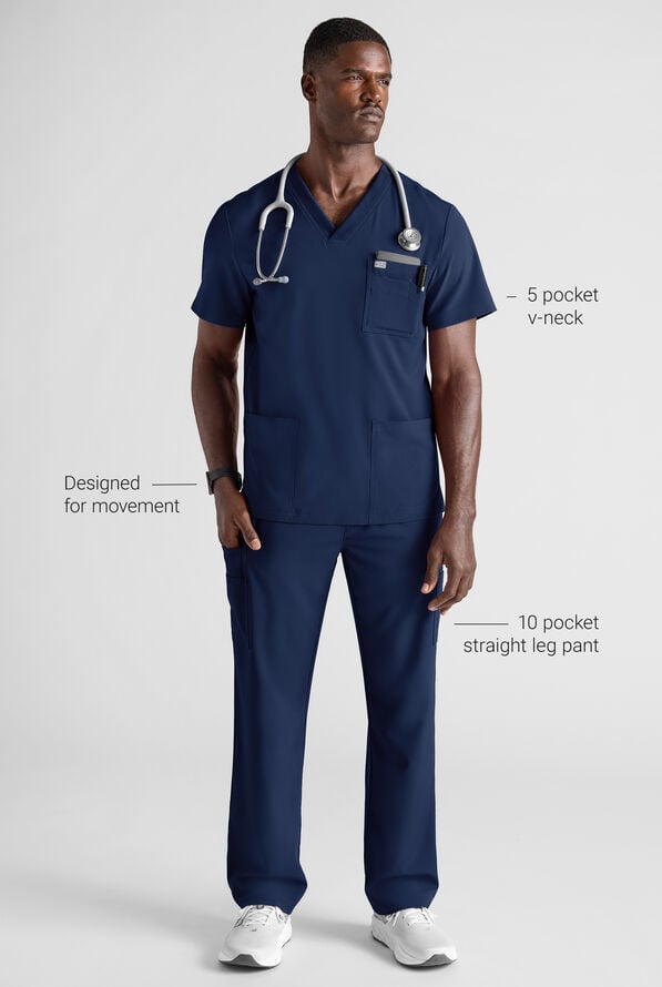 Easy STRETCH Men's Scrub Set - Navy - 2