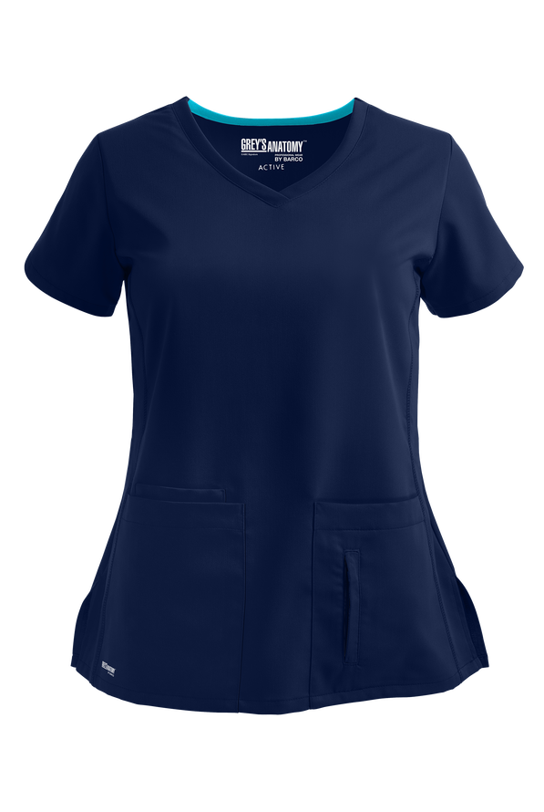 Grey's Anatomy by Barco Cora Women's 4-Pocket Crossover V-Neck Scrub Top - Indigo - 1
