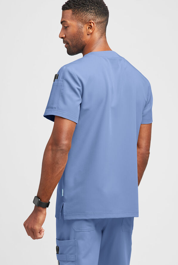MOVEMENT by Butter-Soft Mars Men's 3-Pocket V-Neck Scrub Top - Ceil Blue - 3