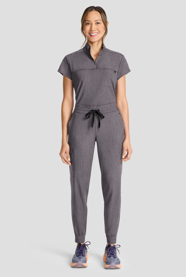 Healing Hands Quest Women's 5-Pocket STRETCH Drawstring Jogger Scrub Pant - Heather Ash - 3