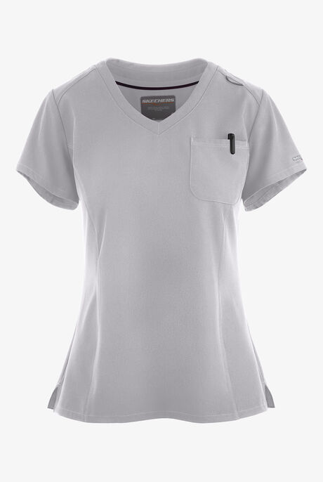 Skechers by Barco Dignity Women's 1-Pocket STRETCH Tuck In V-Neck Scrub Top