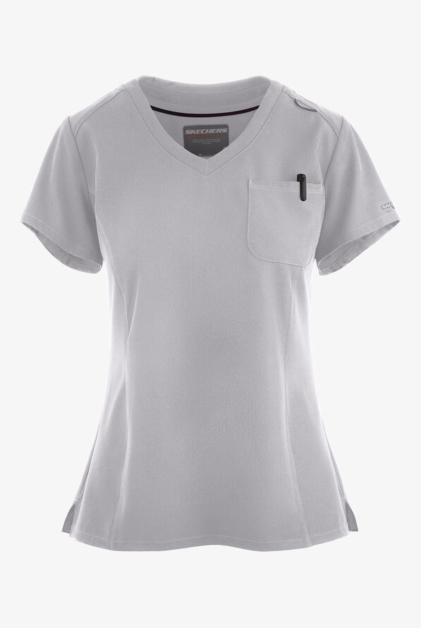 Blusa médica Skechers by Barco Dignity STRETCH con cuello en V y 1 bolsillo para mujer - Moonstruck - 1