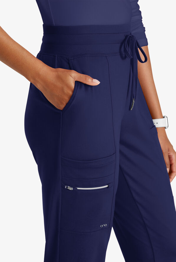 Pantalón médico Barco One Performance Knit Pro STRETCH Petite estilo cargo jogger con 5 bolsillos para mujer - Indigo - 2