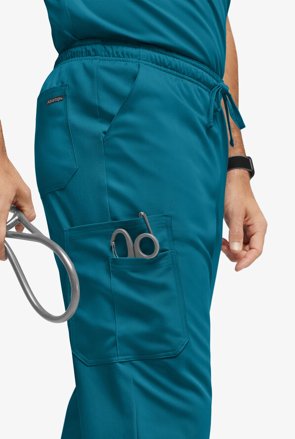 Advantage STRETCH Men's 6-Pocket Cargo Scrub Pants - Caribbean Blue - 2