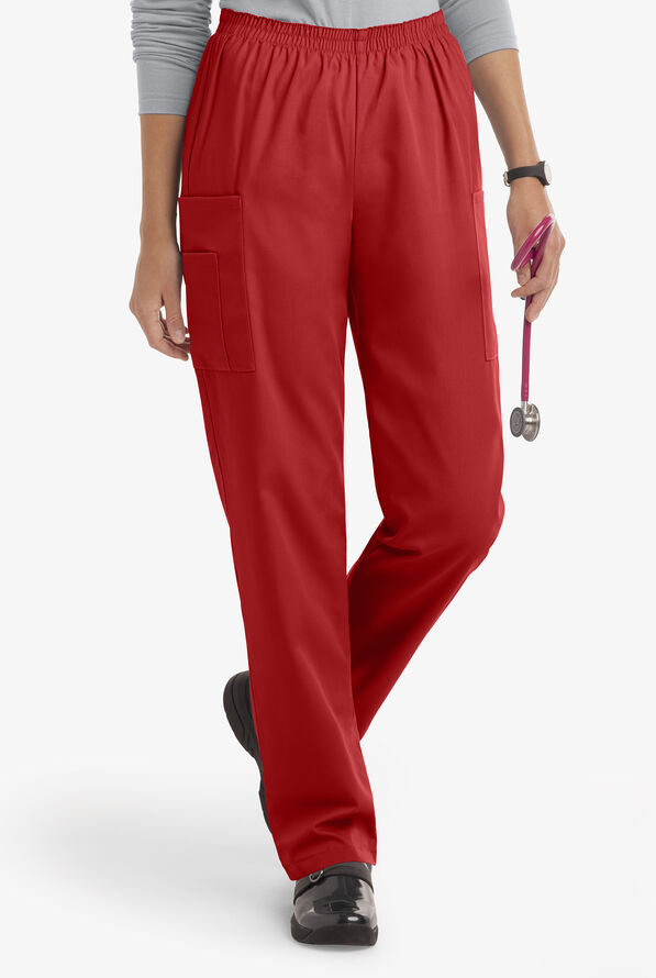 UA Best Buy Scrubs Women's 3-Pocket Elastic Waist Tapered Pants - Tall - Red - 1