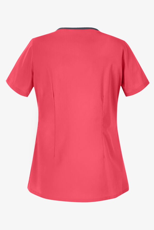 Blusa m&eacute;dica Butter-Soft Core by UA&trade; con cuello en V redondeado y 5 bolsillos para mujer - Rose Dusk/Pewter - 3