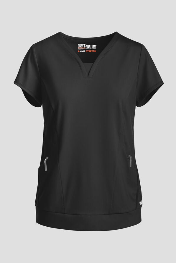 Blusa m&eacute;dica Grey's Anatomy by Barco Spandex Knit Motivate STRETCH con cuello en V y 2 bolsillos para mujer - Black - 1