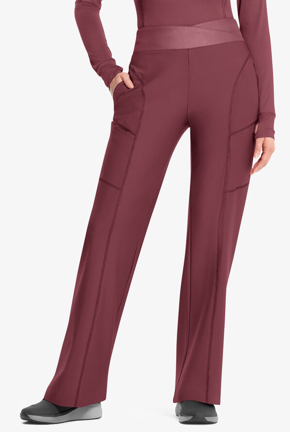 Pantalón médico Infinity GNR8 Kinetic Knit STRETCH con piernas anchas y 5 bolsillos para mujer - Plum Velvet - 1