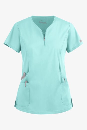 Blusa m&eacute;dica UA Butter-Soft STRETCH con cremallera en el cuello curvo y 4 bolsillos para mujer