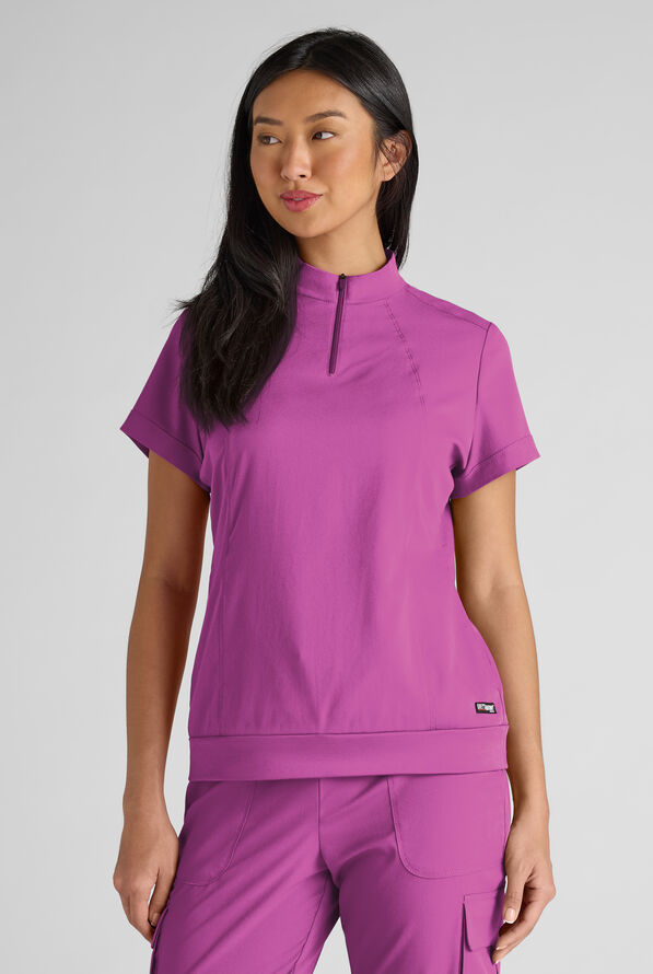 Blusa médica Grey's Anatomy by Barco Emerge Rowen STRETCH con cremallera y 2 bolsillos para mujer - Mystic Orchid - 1