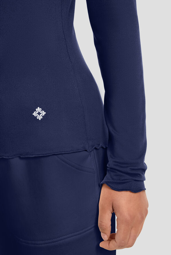 Med Couture Layers Women's STRETCH Merrow Edge Mock Neck Knit Underscrub - Navy - 5