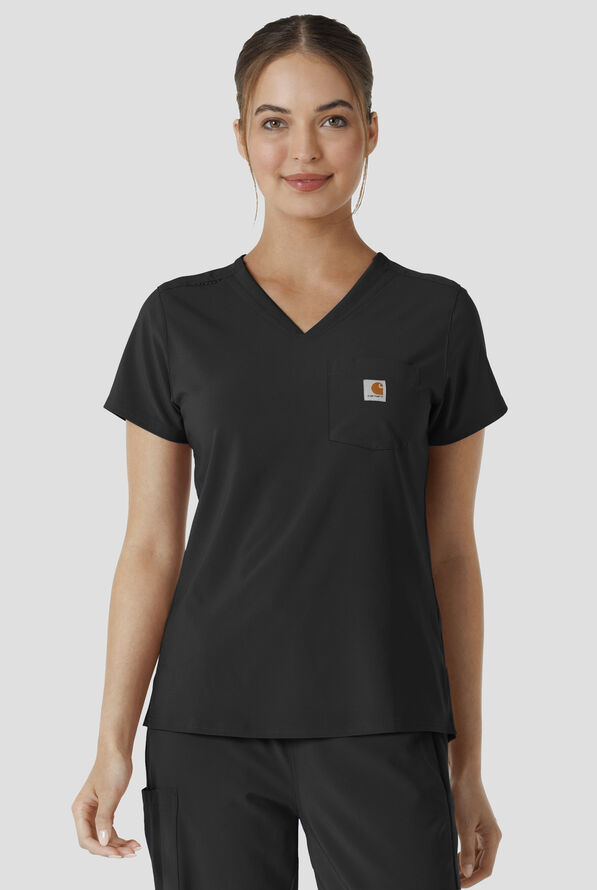 Blusa m&eacute;dica Carhartt Cross-Flex Force STRETCH con paneles de tejido y 1 bolsillo para mujer - Black - 2