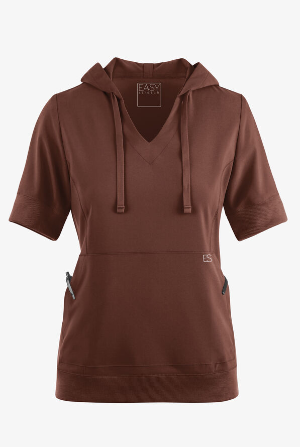 Sudadera m&eacute;dica manga corta Easy STRETCH True con capucha y 3 bolsillos para mujer - Double Espresso - 2