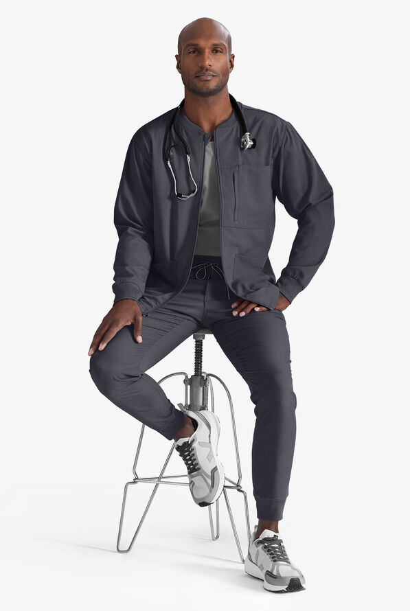 Grey's Anatomy by Barco Spandex STRETCH Murphy Men's 5-Pocket Cargo Jogger Scrub Pants - Steel Gray - 6