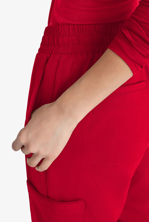 Grey's Anatomy by Barco Evolve STRETCH Terra Women's 6-Pocket Cargo Jogger Scrub Pants - Petite - Red - 2