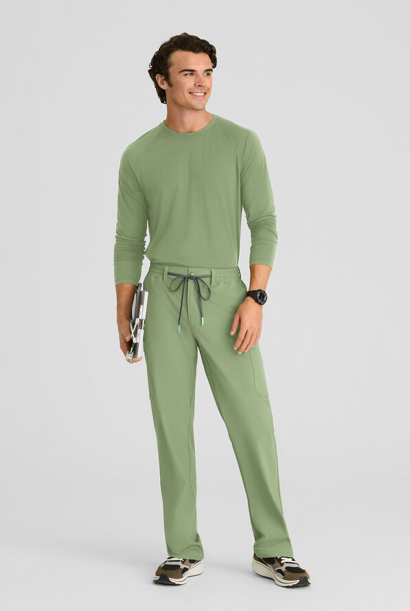 Skechers by Barco Ripstop Station Terrain Men's 6-Pocket STRETCH Straight Leg Cargo Scrub Pants - Field Green - 4