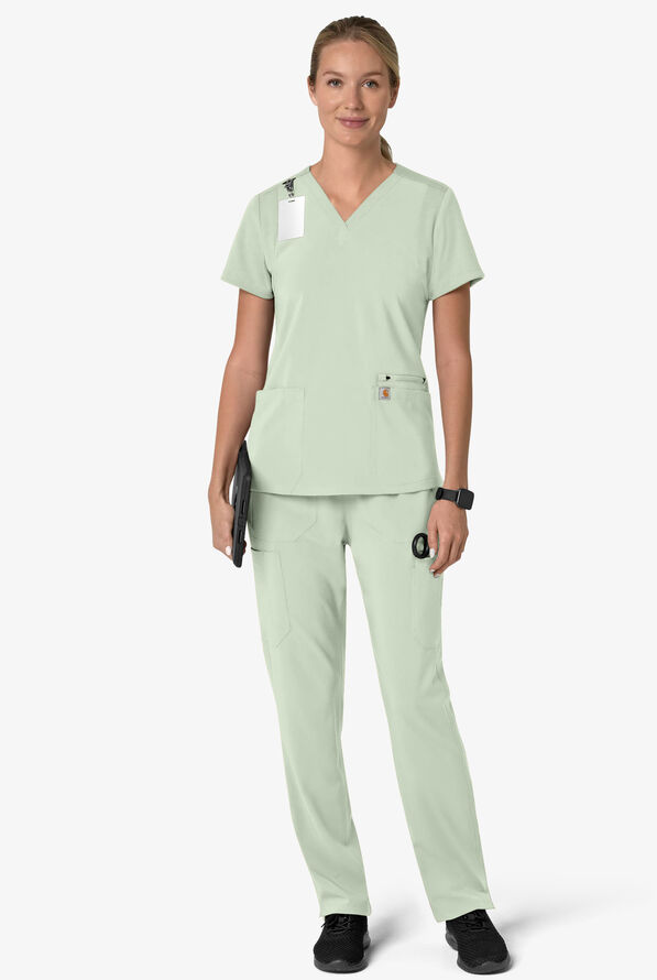 Carhartt Cross-Flex Force Women's 3-Pocket STRETCH Knit Panel Scrub Top - Big Sky - 4