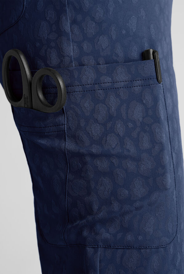 Easy STRETCH Naya Women's Jacquard 6-Pocket Straight Leg Scrub Pant - Navy - 3