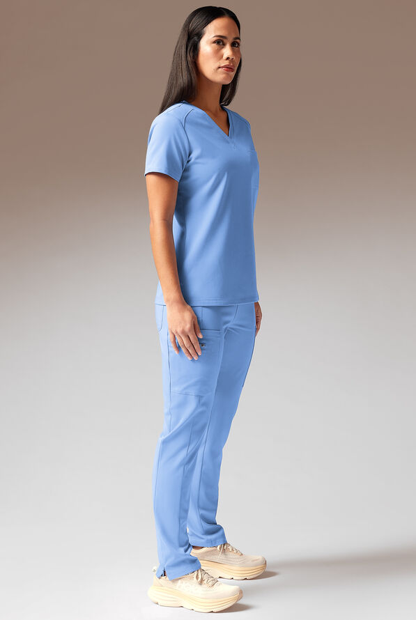 Hypothesis Meta-Base Women’s Single Pocket V-Neck Tuck In/Wear Out Scrub Top - Ceil Blue - 2