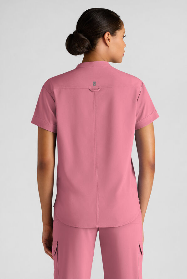 Easy STRETCH Bella Women's 1-Pocket Henley Scrub Top - Tea Rose - 2
