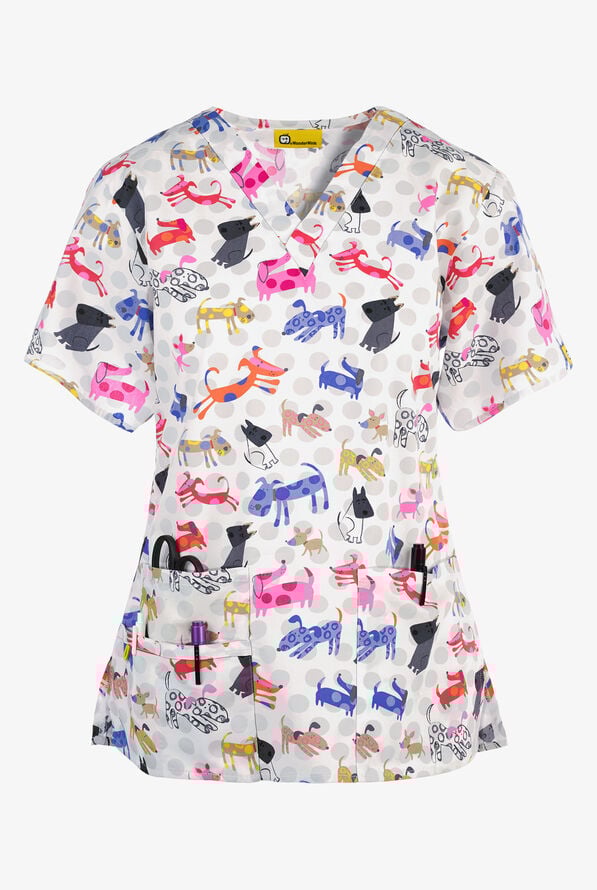 Blusa Medica Estampada WonderWink Origins Bravo Doggy Day con Escote en V  - null - 1