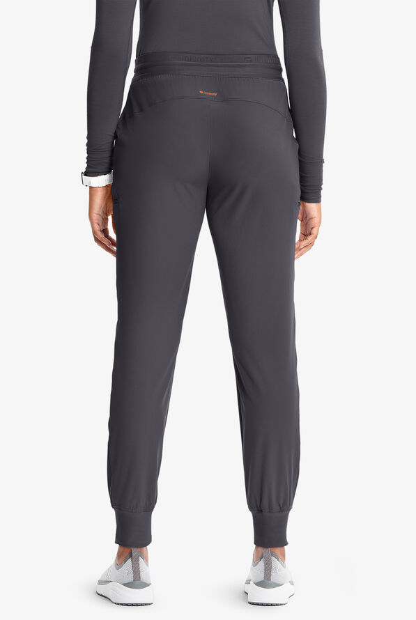 Infinity GNR8 Women's 4-Pocket STRETCH Rib-Knit Internal Drawstring Cargo Jogger Scrub Pants - Pewter/Vivid Orange - 4