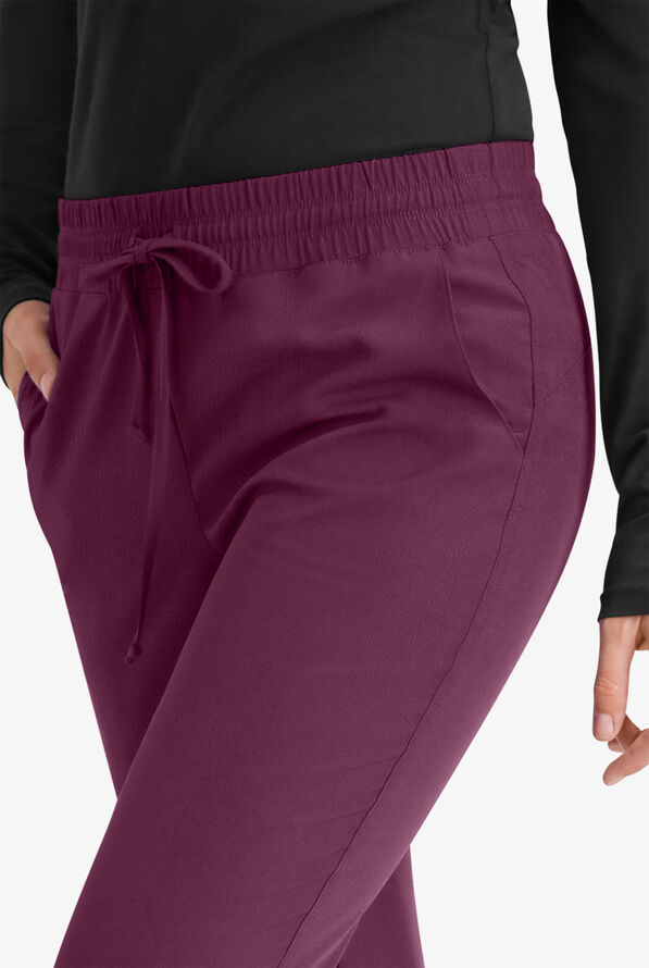 Skechers by Barco Theory Women's 4-Pocket STRETCH Cargo Jogger Scrub Pants - Wine - 3