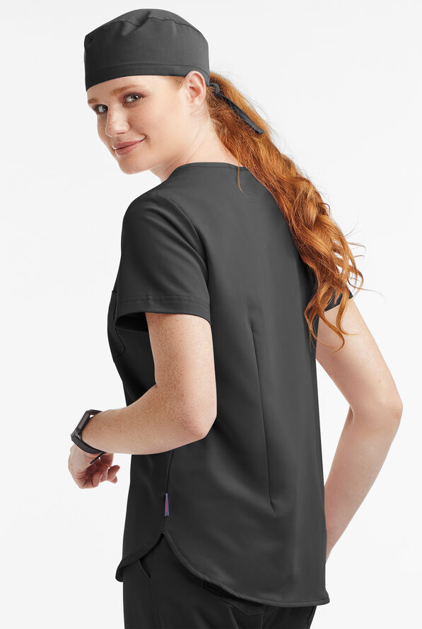 MOVEMENT by Butter-Soft Ceti Women's 1-Pocket V-Neck Tuck-In STRETCH Scrub Top - Black - 3