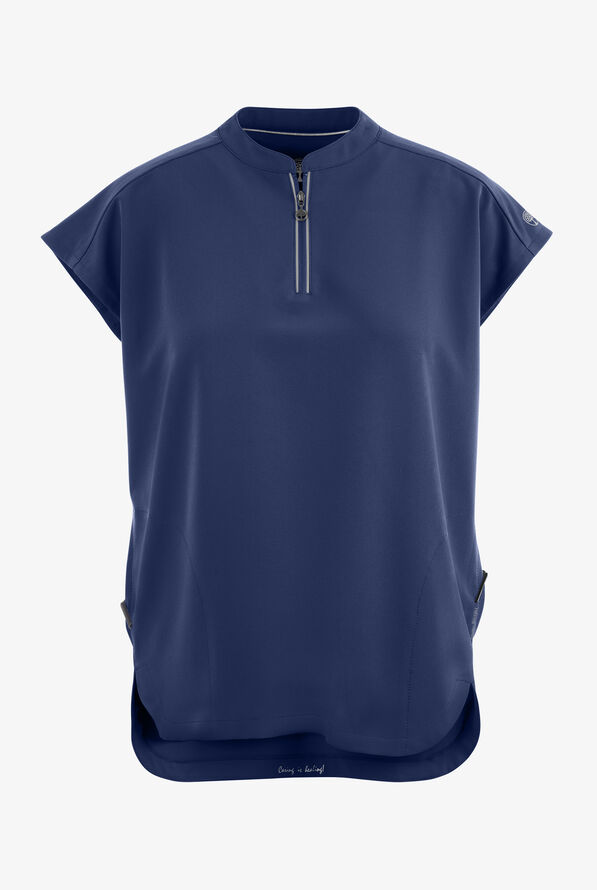 Healing Hands 360 Sandy Women's 2-Pocket STRETCH Dolman Sleeve Zip Mandarin Collar Scrub Top - Navy - 1