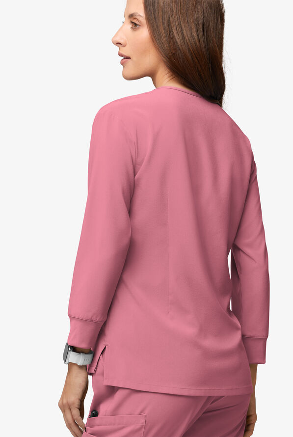 Easy STRETCH Women's Josie 2-Pocket Relaxed 3/4" Sleeve Scrub Top - Tea Rose - 3