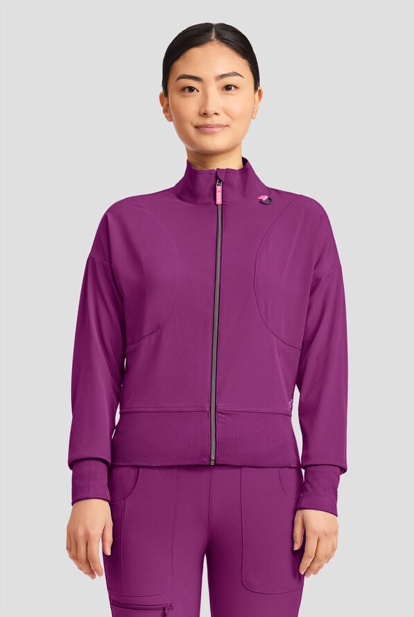 Chaqueta m&eacute;dica abrigada Med Couture Amp STRETCH con cremallera y 2 bolsillos para mujer - Plum Royale - 2