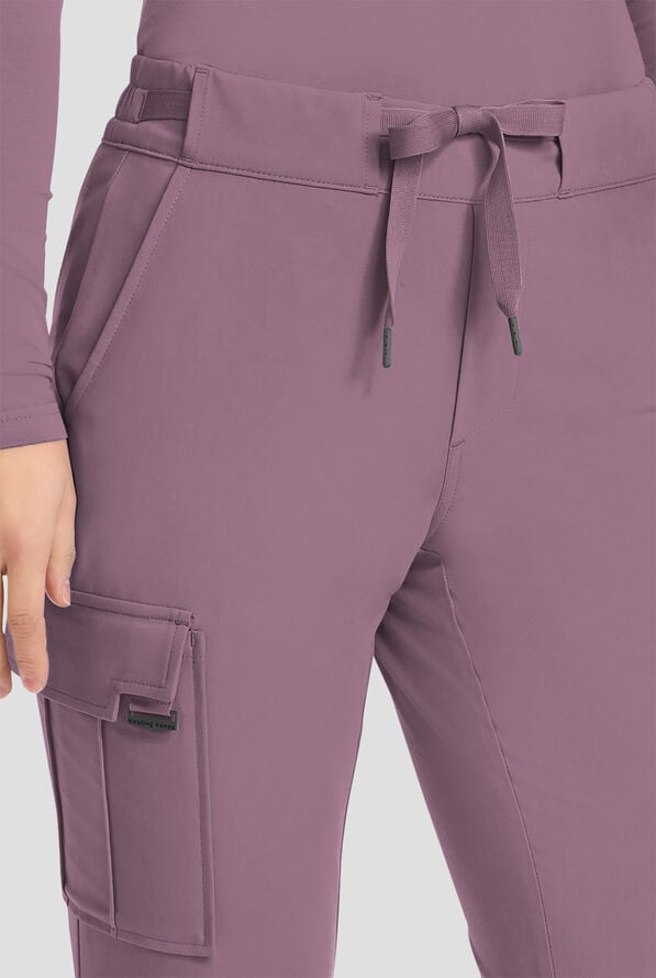 Healing Hands Quest Blair Women's 6-Pocket STRETCH Flare Leg Drawstring Cargo Scrub Pants - Elderberry - 2