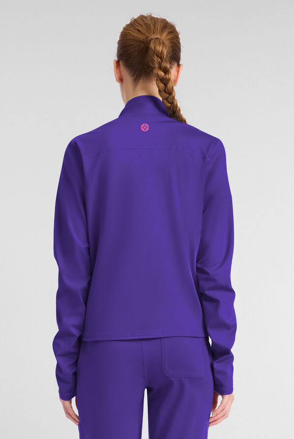 Chaqueta m&eacute;dica Med Couture Amp Knit STRETCH con cremallera y 2 bolsillos para mujer - Galactic Purple - 4