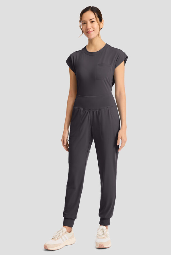 Cherokee Achieve Women's 5-Pocket STRETCH Cargo Jogger Knit Scrub Pants - Pewter - 5