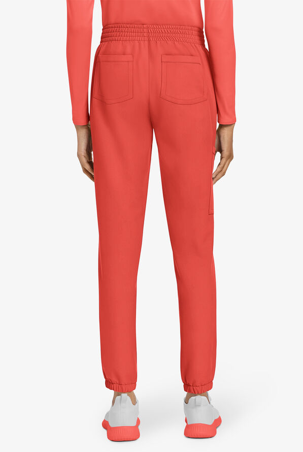 Cherokee Workwear Originals Ultra Women's 5-Pocket Drawstring Jogger Scrub Pants - Spiced Coral - 4