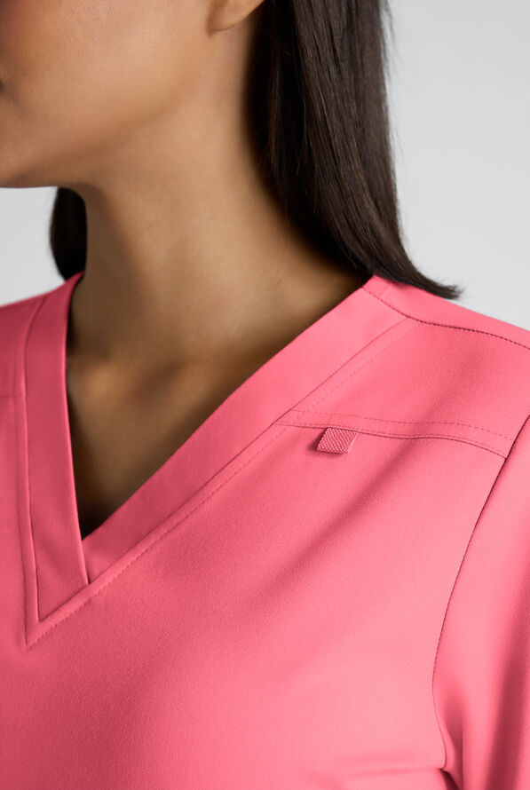 Butter-Soft STRETCH FLXTEK+ Women's 4-Pocket V-Neck Scrub Top - Rouge Rose - 4