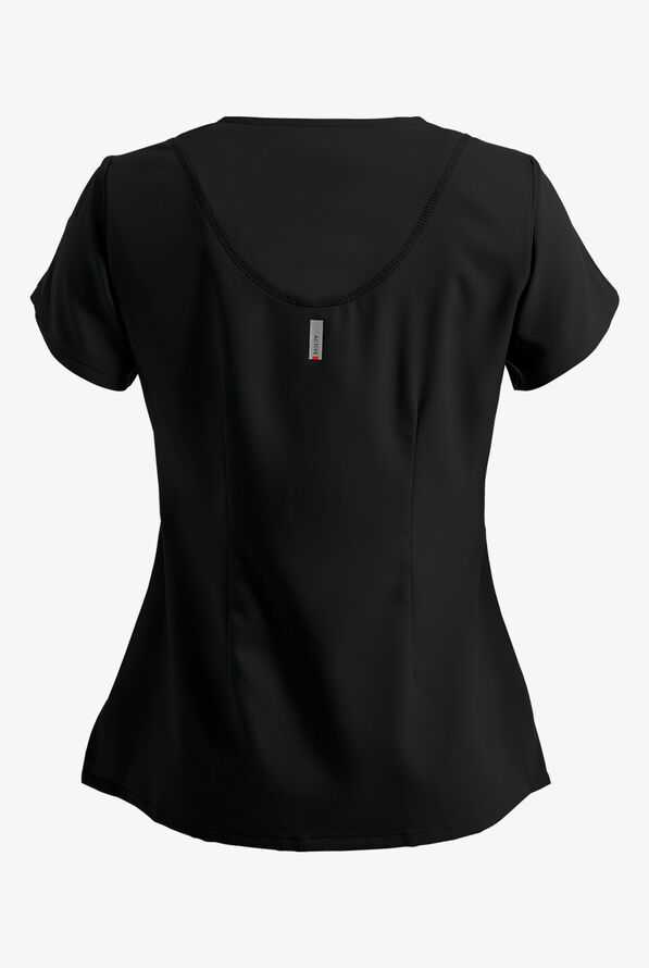 Blusa médica Grey's Anatomy Active con cuello en V cruzado y 4 bolsillos para mujer - Black - 2