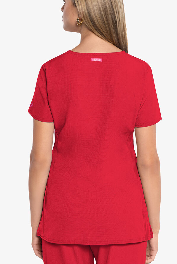 Med Couture Amp Women's 3-Pocket STRETCH V-Neck Scrub Top - Solar Flare - 3