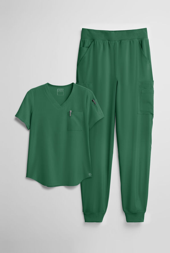 Easy STRETCH Women's 10-Pocket Scrub Set - Hunter - 1
