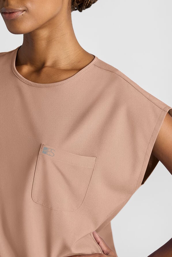 Blusa m&eacute;dica Easy STRETCH Gracie con cuello redondo y mangas dolm&aacute;n para mujer - Warm Terrazzo - 4