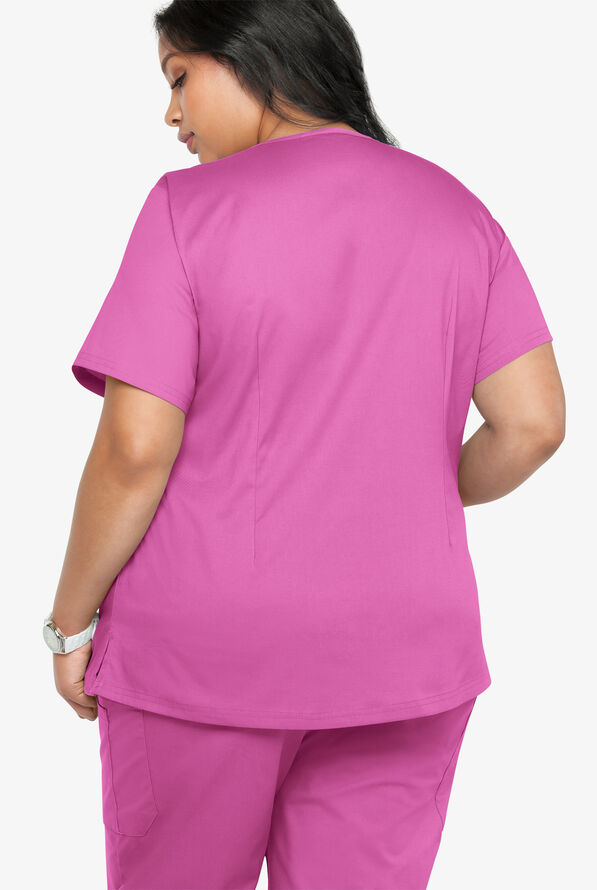 Blusa m&eacute;dica Butter-Soft STRETCH con cuello en V y 4 bolsillos para mujer - Rosebud - 4