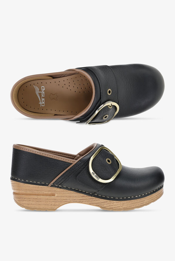 Dansko Women's Pearson Black Tumbled Leather Clog - Black - 1