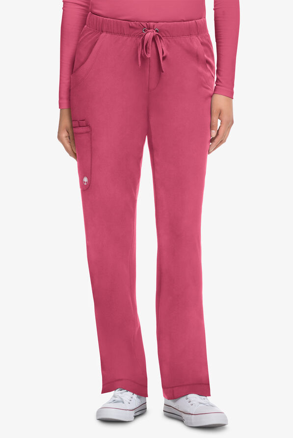 HH Works by Healing Hands Rebecca Women's 6-Pocket STRETCH Drawstring Waist Cargo Scrub Pants - Cherry Wine - 1
