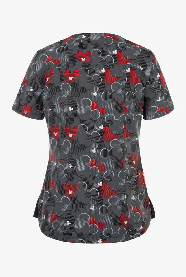 Blusa médica estampada Tooniforms Disney's Feeling Mickey STRETCH con cuello en V y 1 bolsillo para mujer - null - 2
