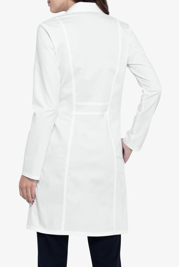 Cherokee Workwear Revolution Tech Women's 4-Pocket STRETCH Button Front Lab Coat - White - 2