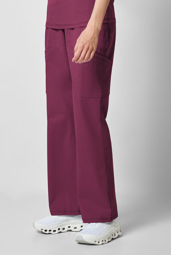 Dickies Forge Women's 6-Pocket Straight Leg Cargo Scrub Pants - Wine - 4