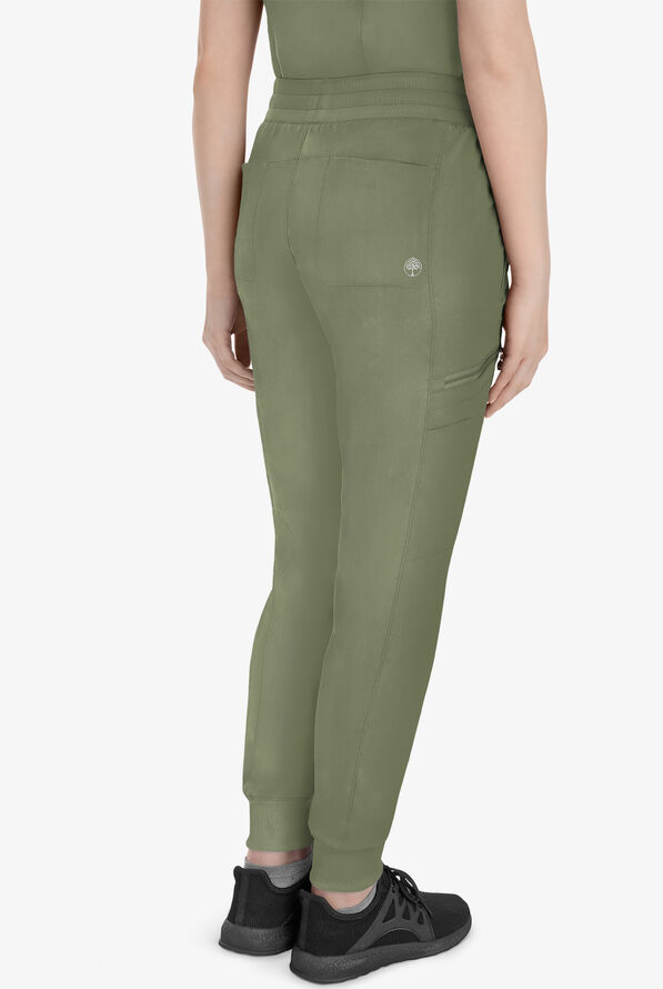 Healing Hands Purple Label Toby Women's 7-Pocket STRETCH Jogger Drawstring Scrub Pant - Olive - 4