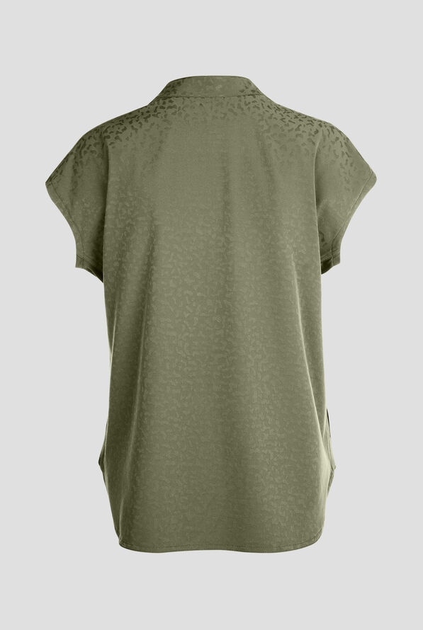 Zavate Ava Therese Cheetah Jacquard Piper Women's 2-Pocket STRETCH Dolman Sleeve Scrub Top - Olive - 2