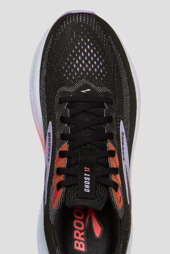 Zapatillas deportivas de enfermería Brooks Ghost 17 Black/Purple/Coral con cordones para mujer - null - 2