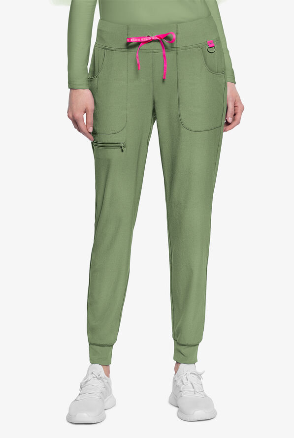 Med Couture Amp Women's 6-Pocket STRETCH Jogger Scrub Pant - Beyond Green - 1